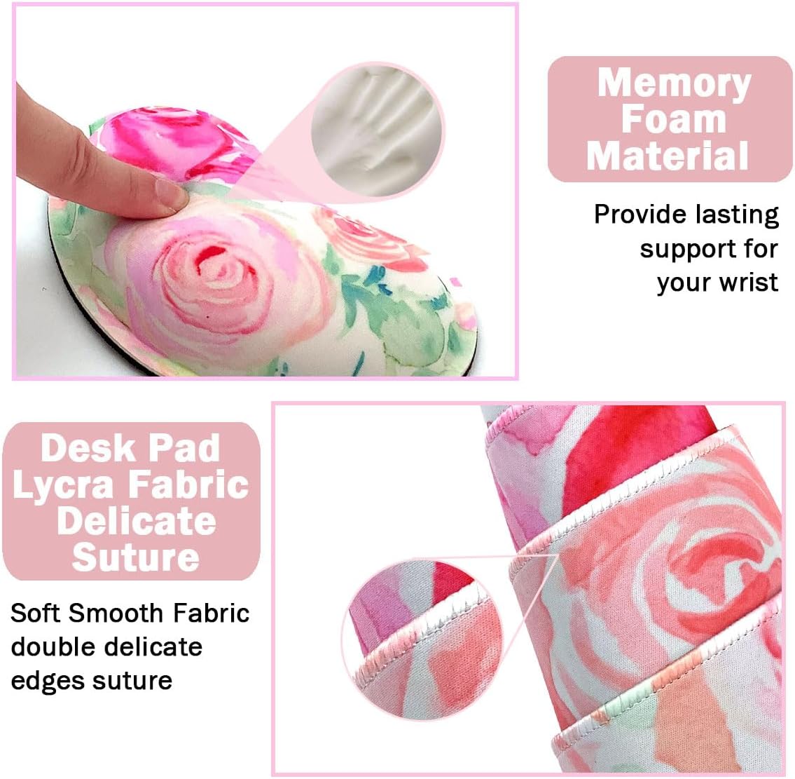 Large Mouse Pad Set, Cute Extended Mouse Pad+Keyboard Wrist Rest Support Desk Pad Memory Foam Ergonomic Easy Typing, 35.4×15.7 in Desk Mat Set for Home Office Study Game - Flowers - Image 2