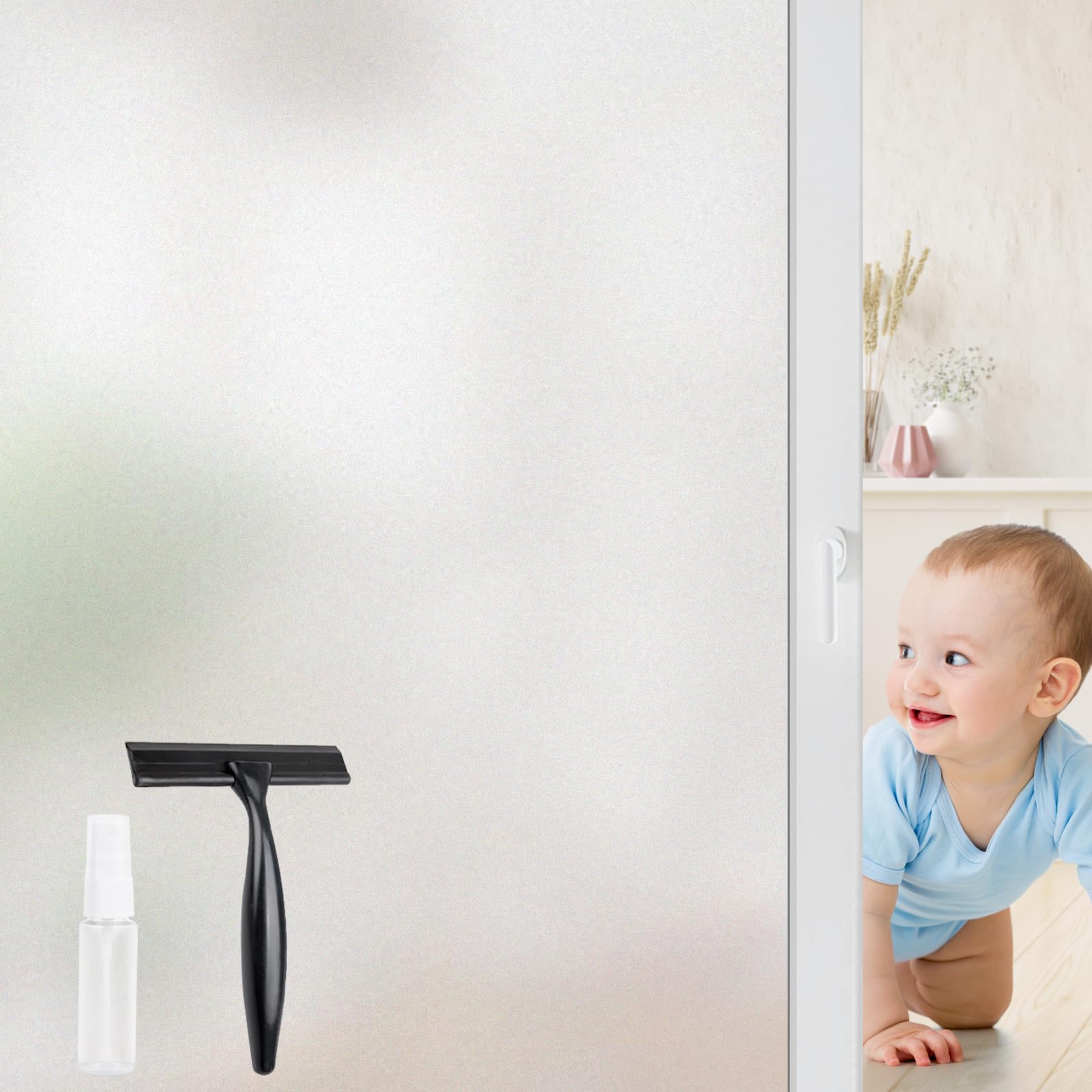 STATINT Frosted Glass Window Film Privacy Sun Blocking UV Protection Window Clings Bathroom Non Adhesive Static Cling Glass Stickers for Home Office,60 cm X 200 cm