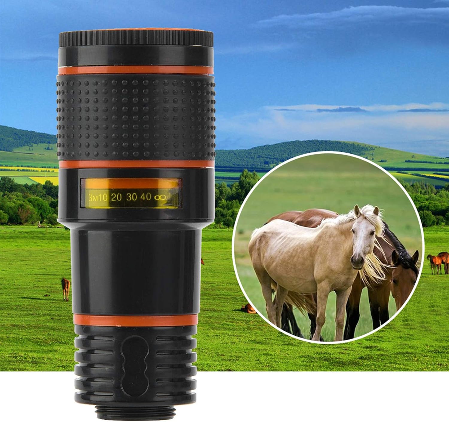 Naroote 12X Universal Telephoto Lens for Smartphone, Macro Lens with Clip, Telescopic Focusing, Fixed Focus, 70 Real Angle of View