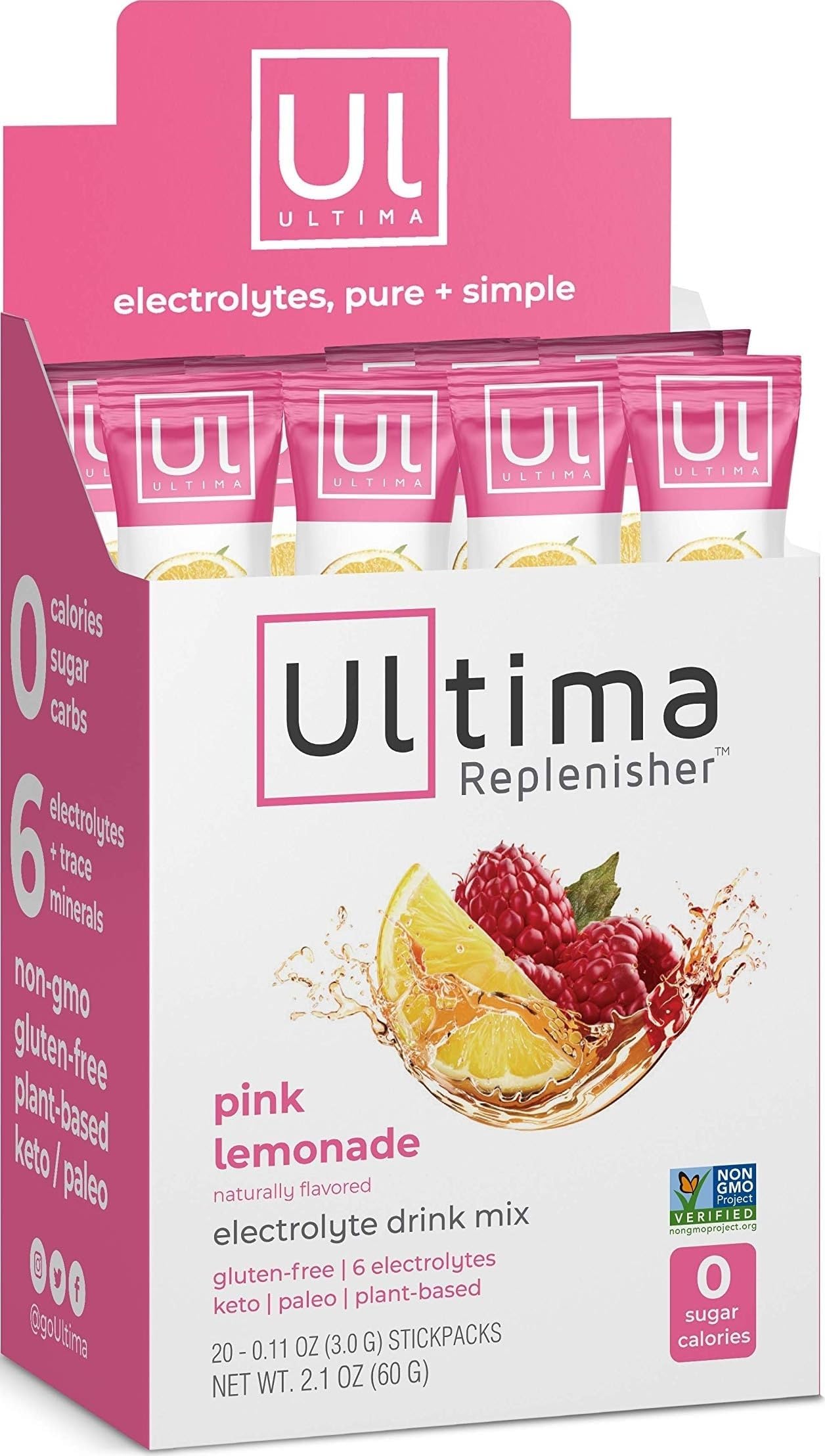Ultima Replenisher Pink Lemonade Electrolyte Drink Mix 20 Count, 0.12 OZ