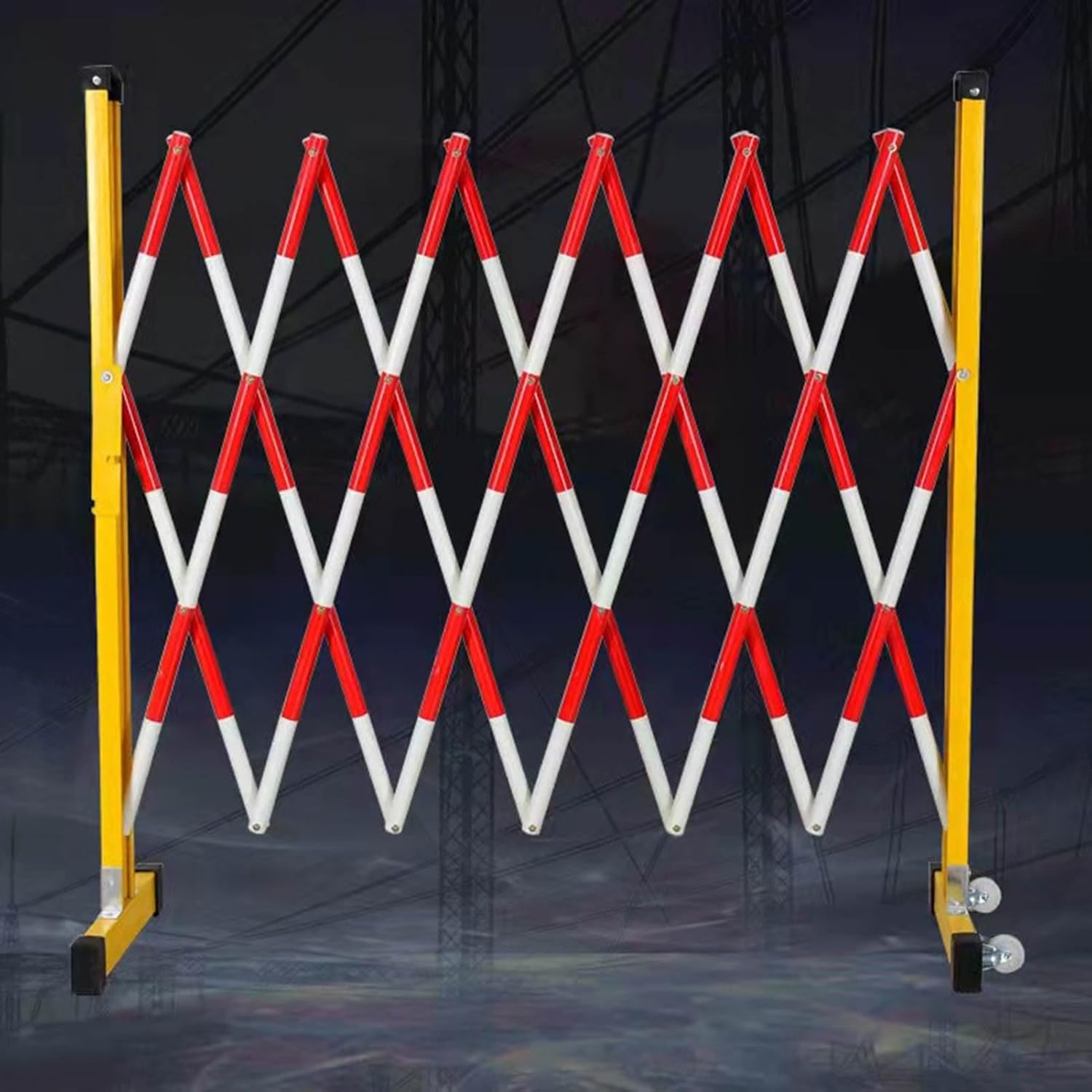 Portable Expandable Traffic Fence - Easy to Assemble Parking Guardrail, Retractable Scissor Gate for Driveway, Road Garage Construction, Safety Barrier System