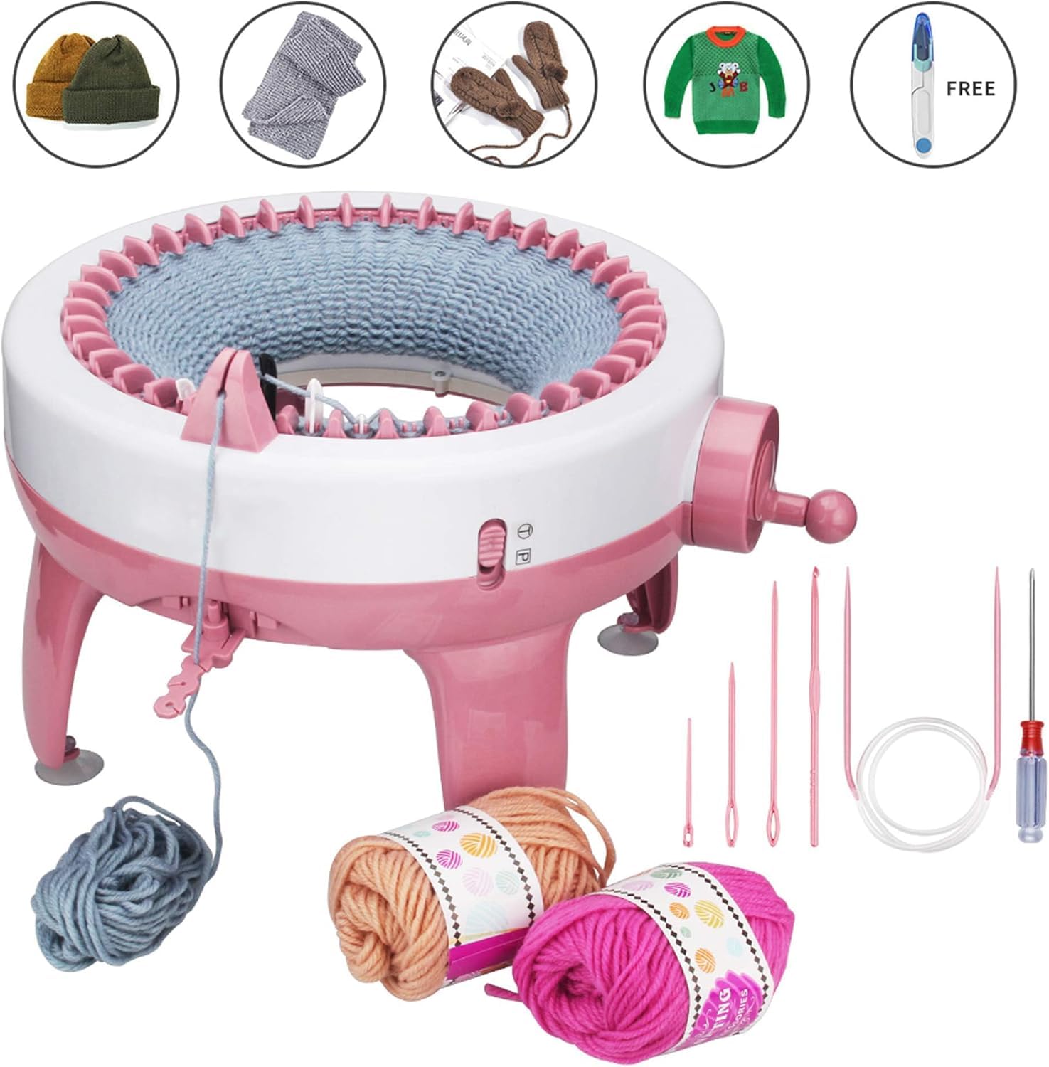 MIAOKE Máquina de tejer, máquina de agujas rotativas de 40 agujas de telar para adultos, juguetes de bricolaje de gran tamaño, tejidos a mano, como sombreros, bufandas, guantes