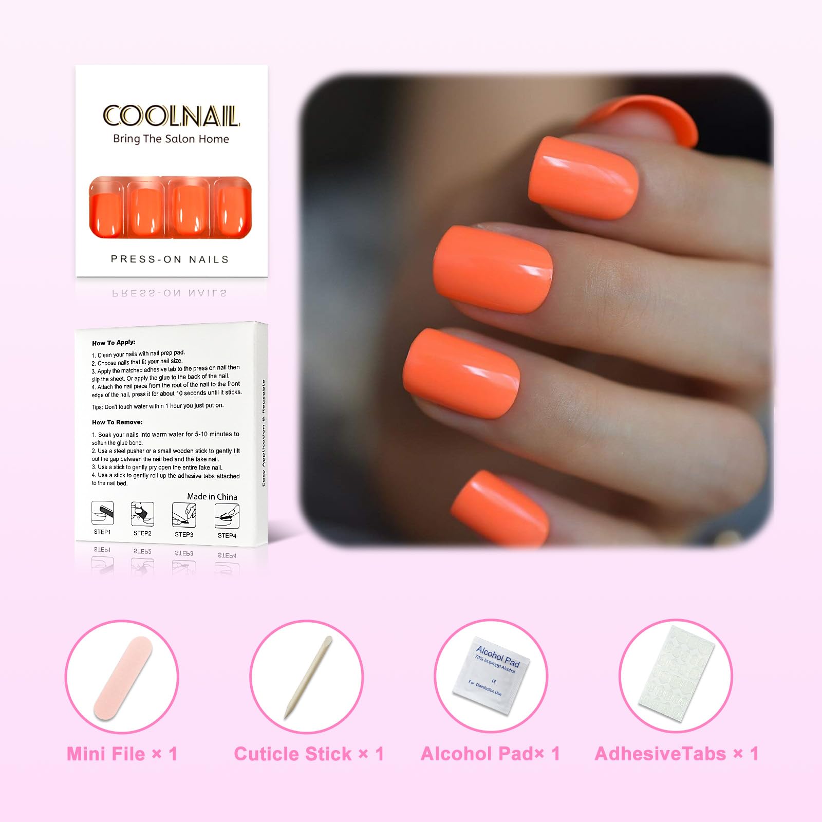 Amazon.com: CoolNail Bright Orange Fake Nails Faux Ongles UV False