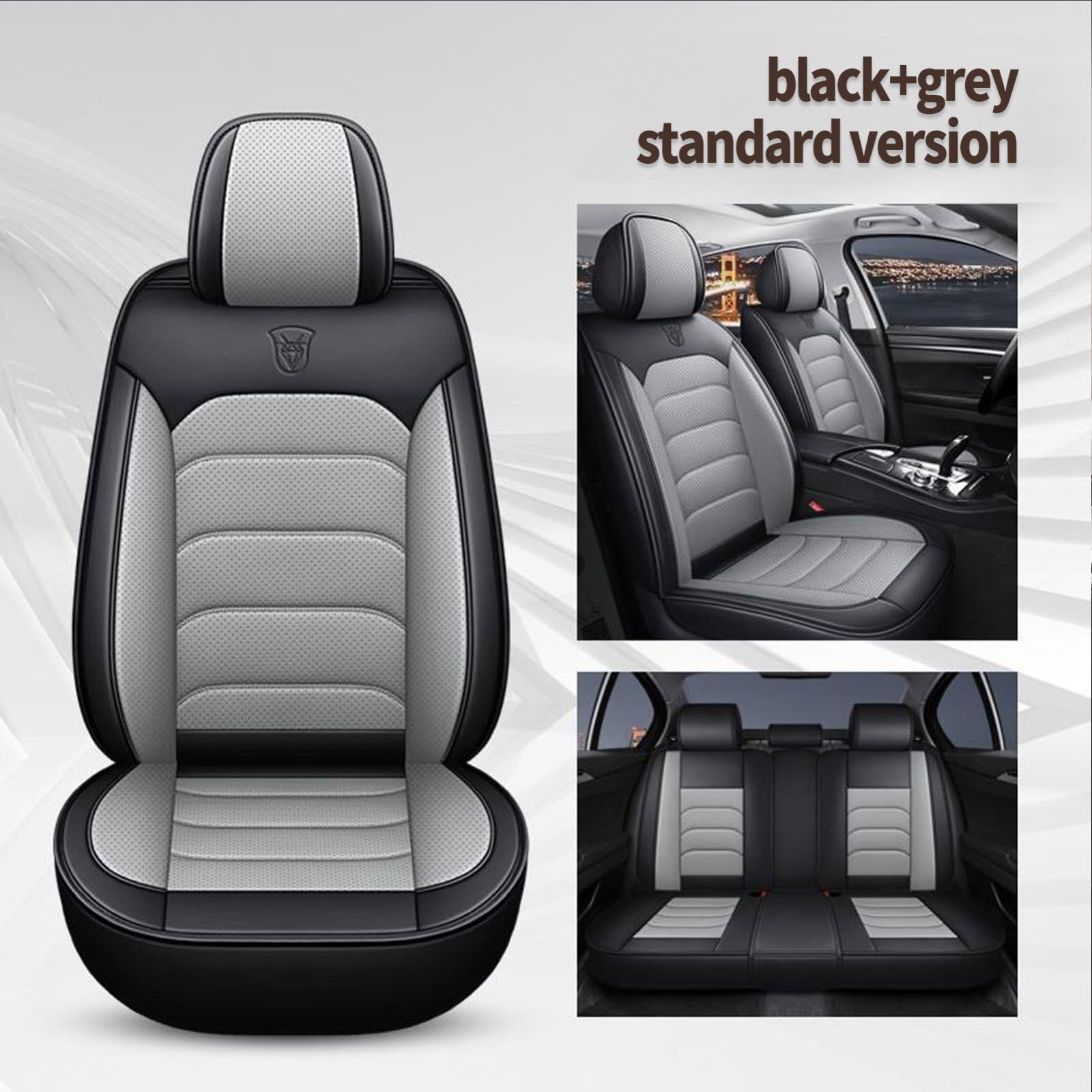 Sitzbezüge Auto 5 Stück für 𝖲𝗎𝖻𝖺𝗋𝗎 Outback Sitzbezug Auto Set Leder Vordersitze Schonbezug Autositze Rücksitz, Wasserdicht Und Atmungsaktiv Airbags(Gray)