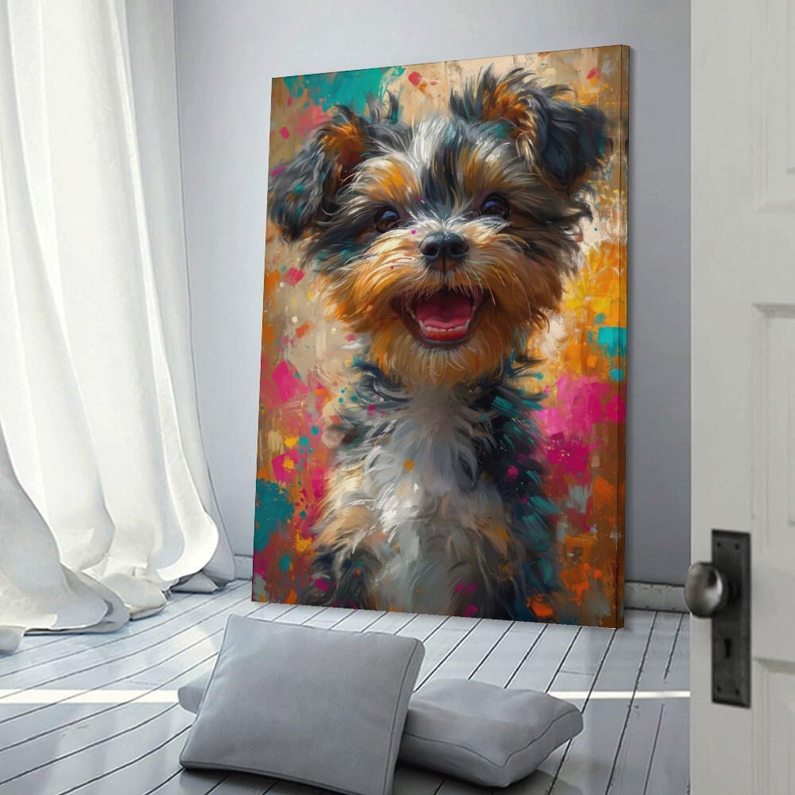 Junmoney Dog Wall Decor Canvas Print, 20x30inch(50x75cm), for Lounge, Bedroom Or Personal Spaces, Thoughtful Wall Decor for Art Lovers
