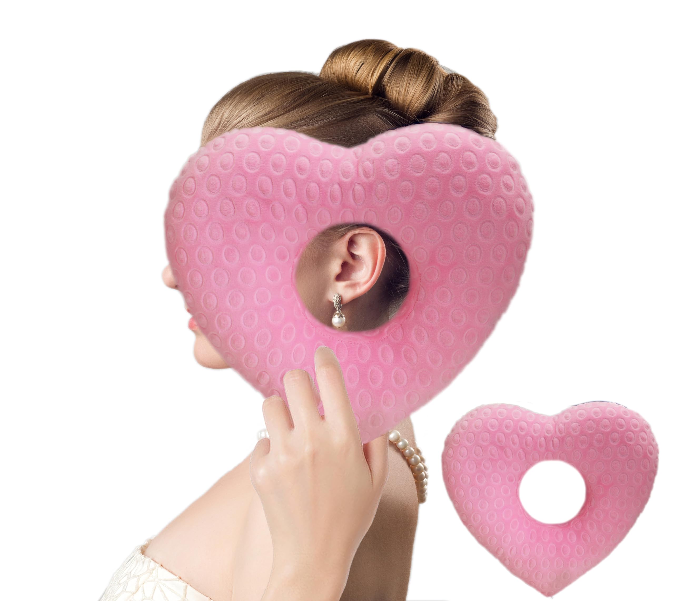GZFQJJ Ear Piercing Pillow for Side Sleepers with an Ear Hole for CNH and Ear PainEar Inflammation Pressure Sores, Cotton Love Side Sleeping Pillow, Ear Guard Pillow (Pink)