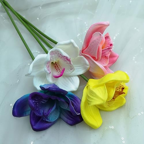 Miniatura 5 de Lily Garden Juego de 10 orquídeas artificiales de tacto real (blanco)
