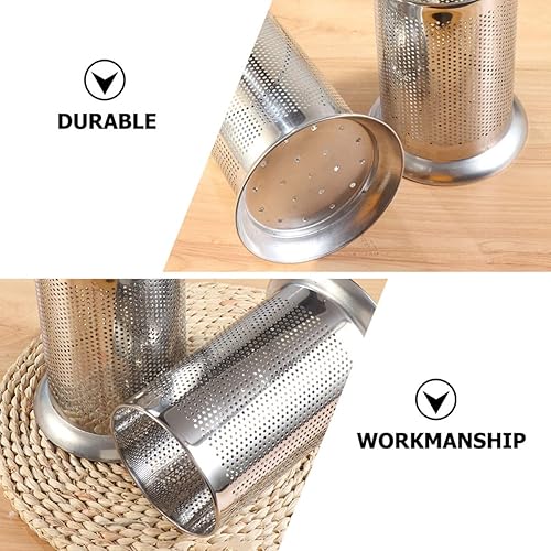 Miniatura 2 de Cabilock Cilindro de acero inoxidable, tubos de malla multifuncionales, paja, bolígrafo, taza, organizador de cucharas, soporte de vajilla de metal