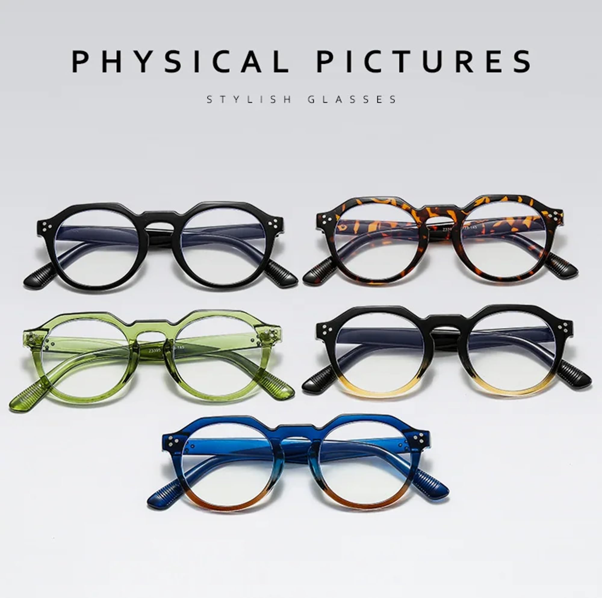 AUGEN Clear Lens Full Rim Square Spectacle Frame For Men And Women | Unisex Eyeglass | Round (C1) - Image 6 thumbnail