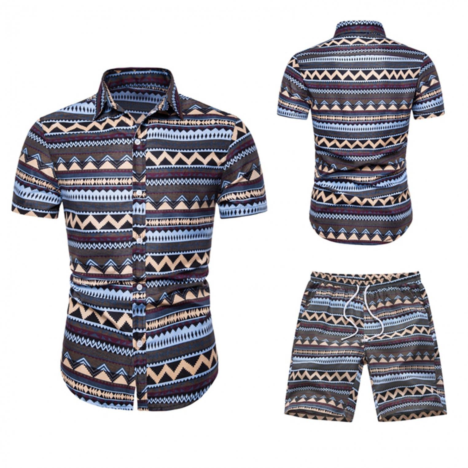 Sheey Conjunto Camisas Hombre Completo Camisa Hawaiana Hombre Verano Playa Camisas Manga Corta Hombre Camiseta, Fitness Talla Grande Regalos Originales para Hombre Pantalones Running