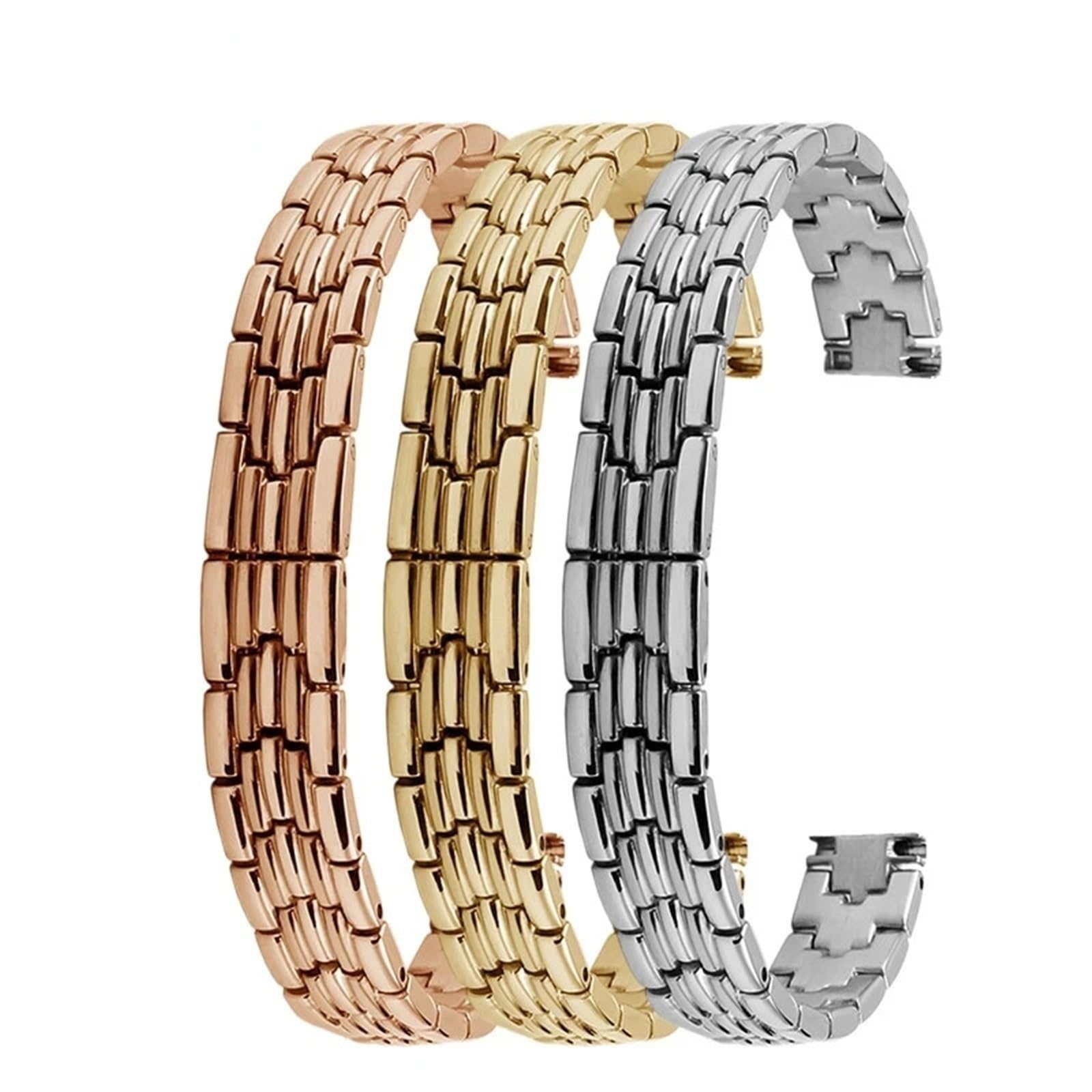Bracelet de montre universel en acier inoxydable - Confortable et durable - Or rose - 8 mm