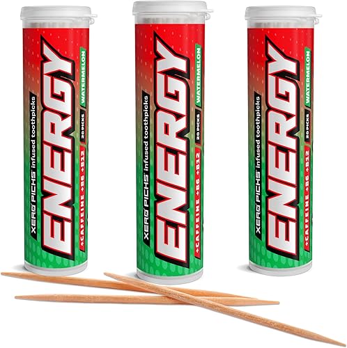 Miniatura 17 de Xero Picks Palillos de Dientes con Sabor Energético con Cafeína, B12 y B6-60 Palillos - (Paquete de 3 - Canela Picante)