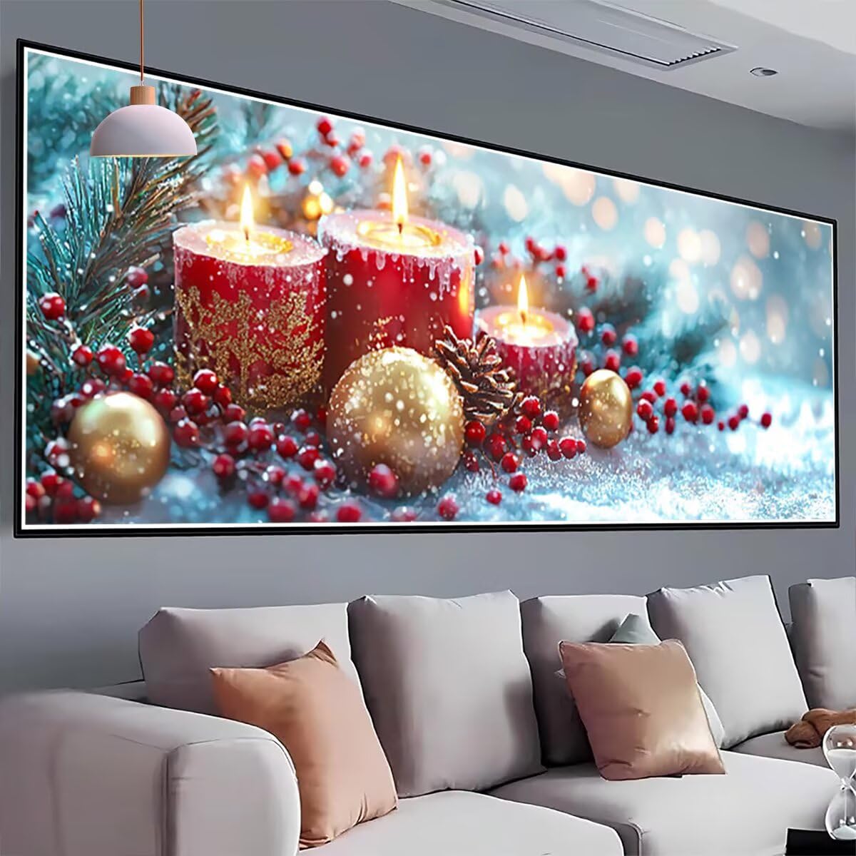 Zestaw do malowania diamentowego, Boże Narodzenie malowanie diamentami, kryształowa sztuka diamentowa, ścieg krzyżykowy, haft krzyżykowy, 130 x 50 cm, obrazy z koralików na Boże Narodzenie prezent dla