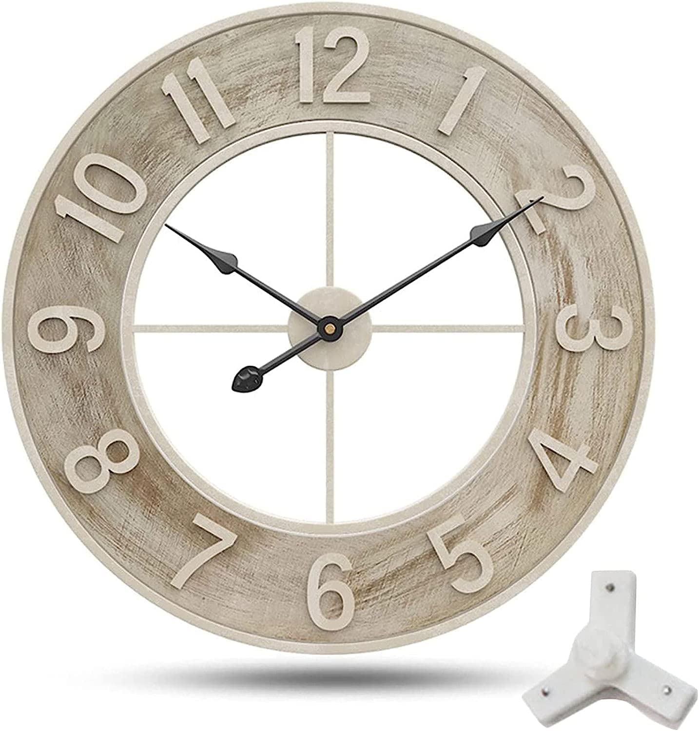 XJBTBA Horloge Murale de extérieure, 24 pouces/60 cm, Grande Horloge de, décoration d'horloge extérieure à Quartz silencieuse pour Patio, Piscine, clôture, Porche, Maison