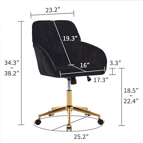 Miniatura 2 de Velvet Adjustable Office Chair with Swivel Wheels, Ergonomic Executive Chair for Bedroom, Study and Dressing Table, Comfortable for Long Sitting