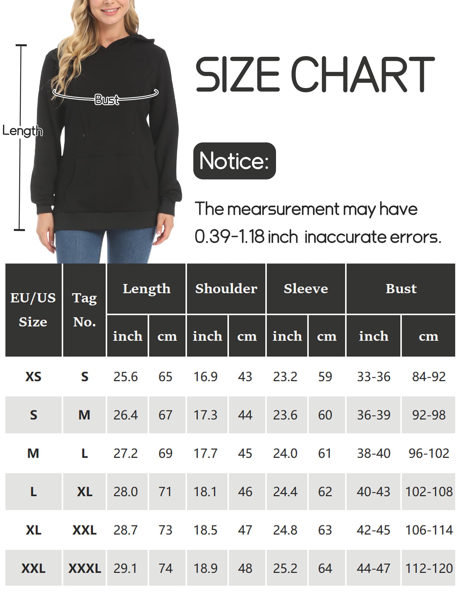 FEOYA Pulli Femmes Haut d'allaitement Sweats à Capuche de Maternité Blouse Pull d'allaitement XS-XXL