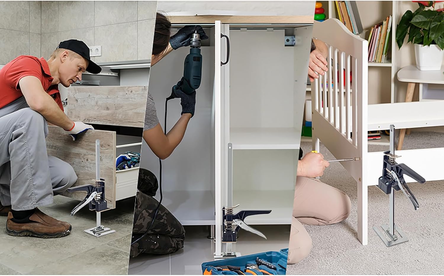 Arm Hand Lifting Tool Jack 2 PCS, 15.5-inch Portable Multifunctional Furniture Lifter Jacks, Load-Bearing 440 LBS, Labor Saving Arm Jack for Installing Cabinets, Furniture, etc.