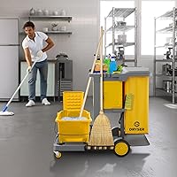 Vista 7 de Dryser Commercial Janitorial Cleaning Cart on Wheels - Housekeeping Caddy with Key-Locking Cabinet