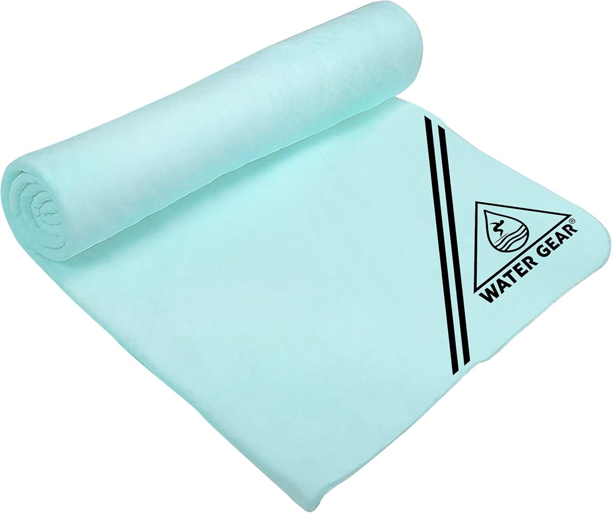 Chamois Towel - Fast Absorbing and Great for Drying - Use After a Workout and Diving - for Men and Women - Multi-Use (Aqua)
