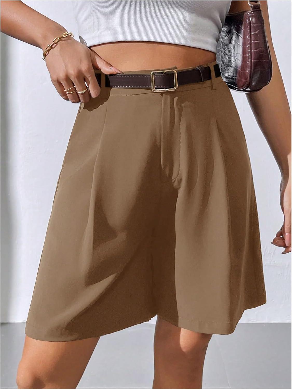 Floerns Women's High Waisted Wide Leg Bermuda Shorts Dressy Short Pants with Pocket - Image 2