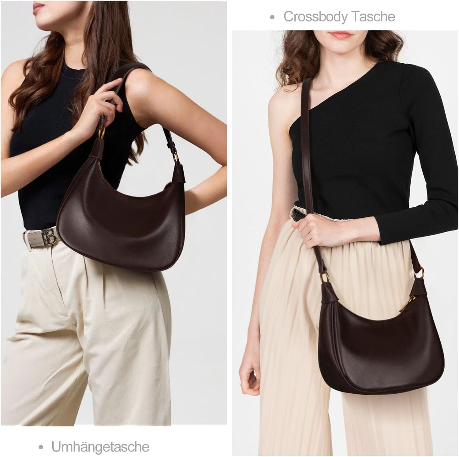 Etercycle Borsa Hobo Donna In PU | Pochette Y2K Con 2 Cinghie Regolabili | Borsa A Tracolla Per Serate E Shopping