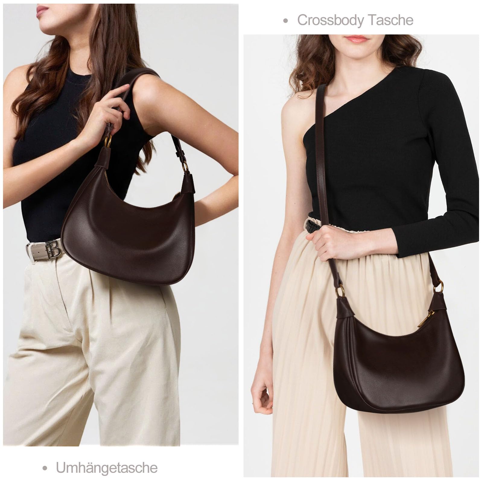 GSenhui Kleine Handtasche Damen Y2K Schultertasche Klein Elegant Hobo Shoulder Bag Women PU Leder Umhängetasche Vintage für Frauen Reisen