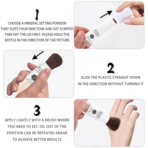 Miniatura 7 de Polvo fijador de protección solar SPF 35, cepillo mineral en polvo para cara y cuero cabelludo, control de aceite, acabado mate natural, polvo