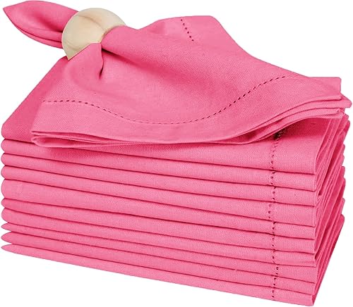 Miniatura 79 de Servilletas de lino y algodón de 18 x 18 pulgadas natural con vainica, servilletas de boda, servilletas de cóctel, servilletas de tela, servilletas