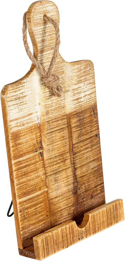 Creative Co-Op Distressed White Dipped Wood Tablet Holder