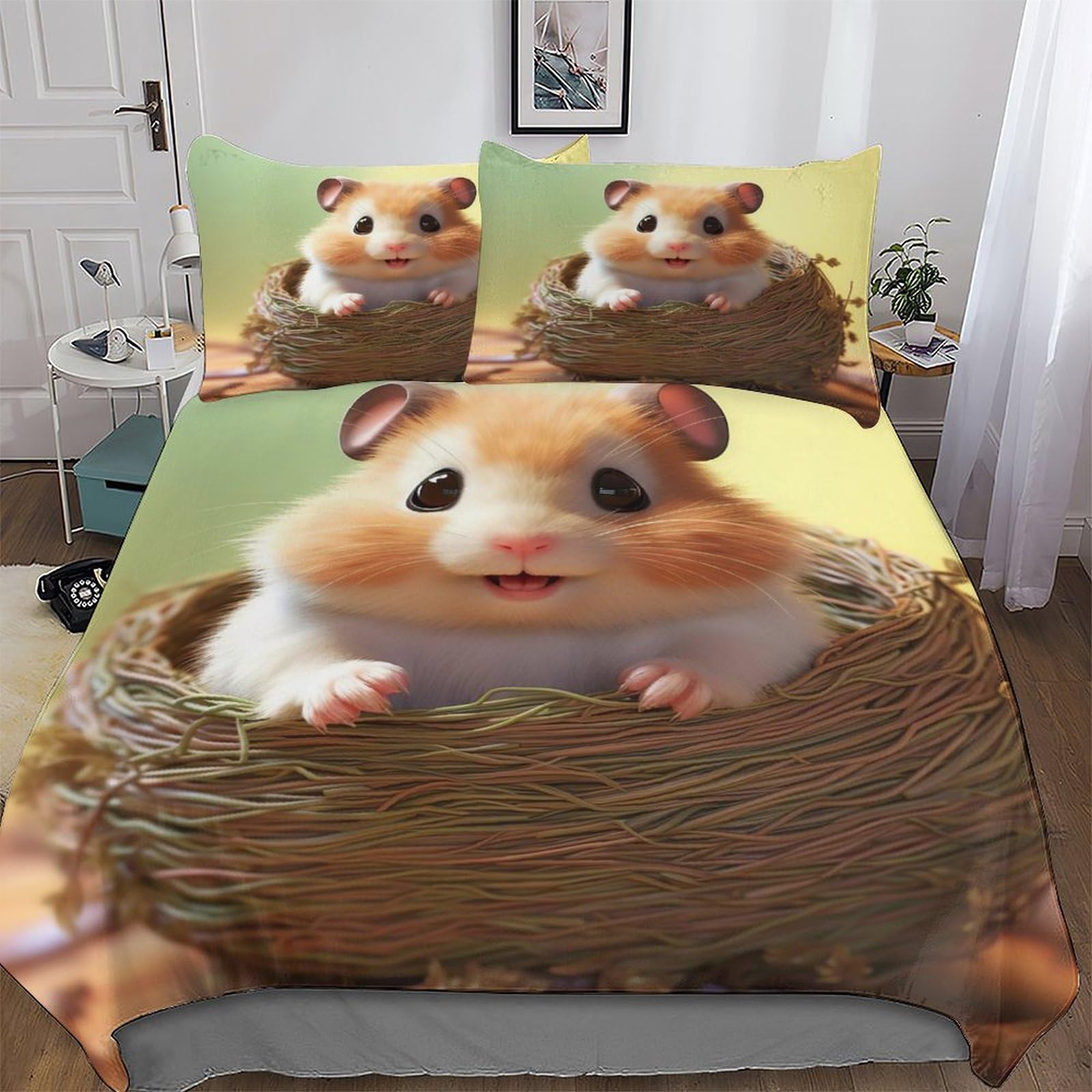 LLXXHH Hamster Duvet Cover Set Microfiber Bedding Set Quilt Cover 2 Pieces with Pillowcases For Boys Girls Comforter Cover Single(135x200cm)