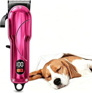 Teddy Pet Professional Cordless Electric Dog & Grooming Clipper Suitable for Large Breeds, Rechargeable Low Noise Hair Trimmer with - Operation, Suitable for Dogs, Cats, Pets Or (Pink)