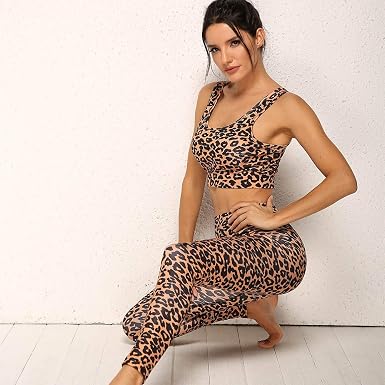 Animal Yoga Set Leopard Print Elastic 