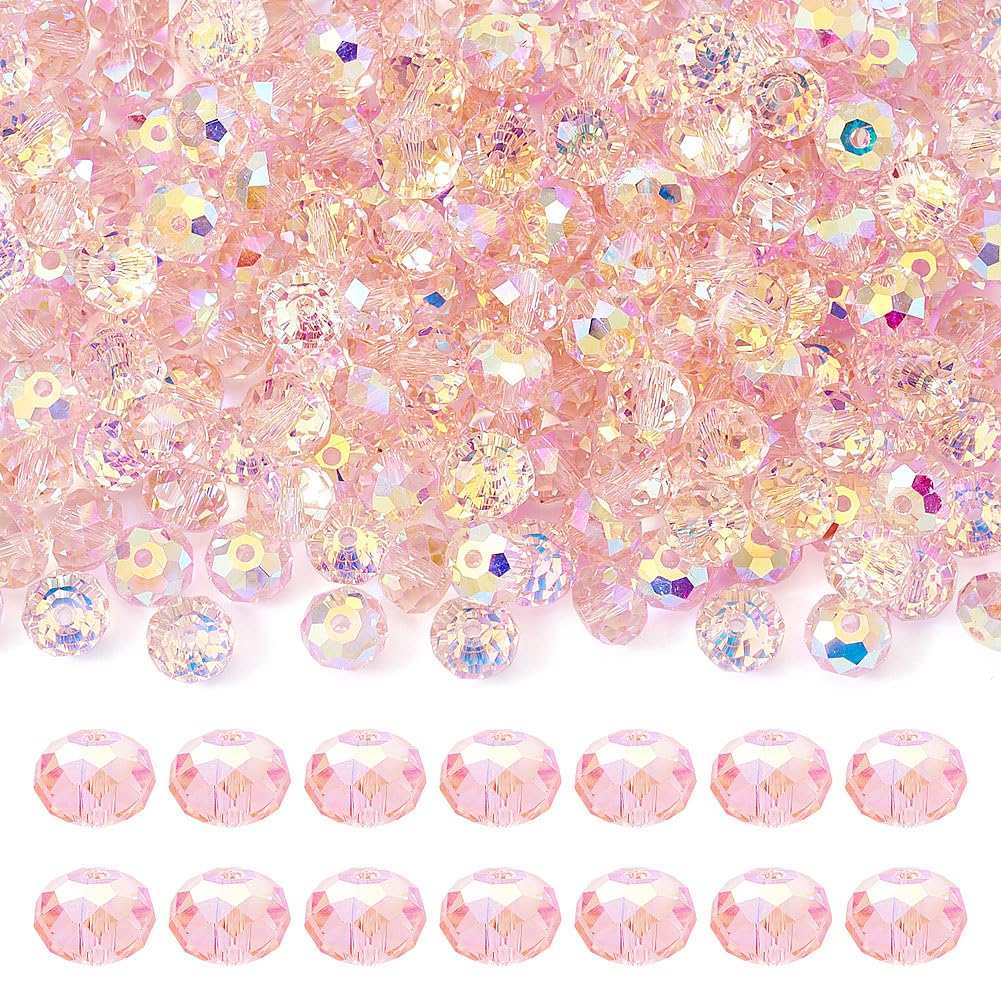 Perles d'espacement en verre rose de 8 mm FASHEWELRY pour création de bijoux et bracelets