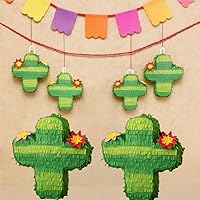 Vista 7 de GIFTEXPRESS Paquete de 6 mini piñatas de cactus de 6 pulgadas, piñatas para Cinco de Mayo, fiestas, taco, llama, cumpleaños, carnaval, aula y centro