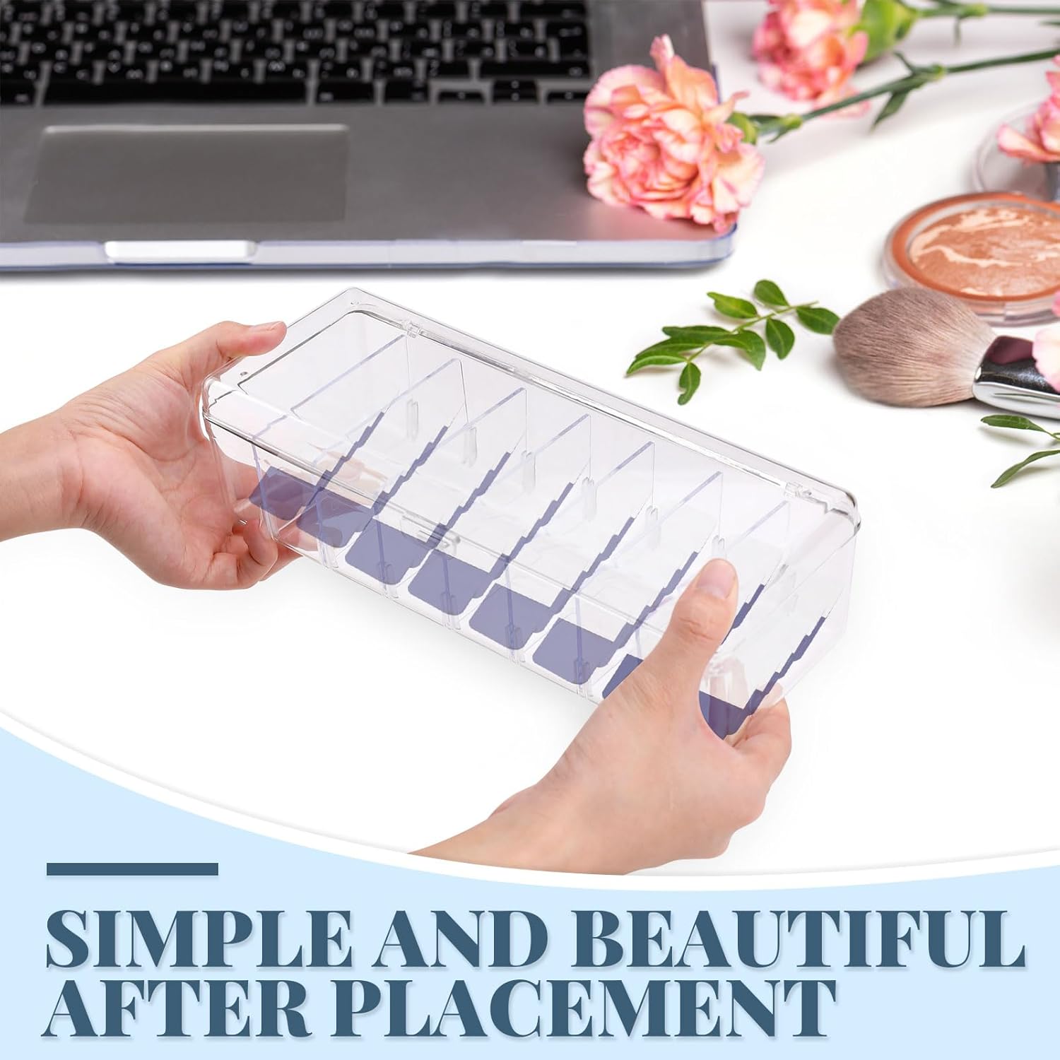 Colored Contact Lens Organizer Case, 8 Grids Daily Contact Lens Dispenser, Clear Acrylic Storage Box for All Brands Cosmetic Contact Lenses and Disposable Eye Contacts - Image 5