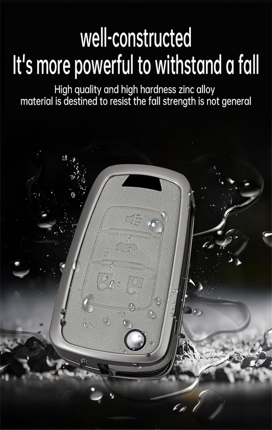 ontto 4-Button Flip Folding Key Shell Case Fit for Chevrolet Camaro Cruze Equinox Impala Malibu Sonic Aveo Cavalier Colorado Spark Trax Volt 2010-2019,Metal and Leather Key Fob Protector,Brown