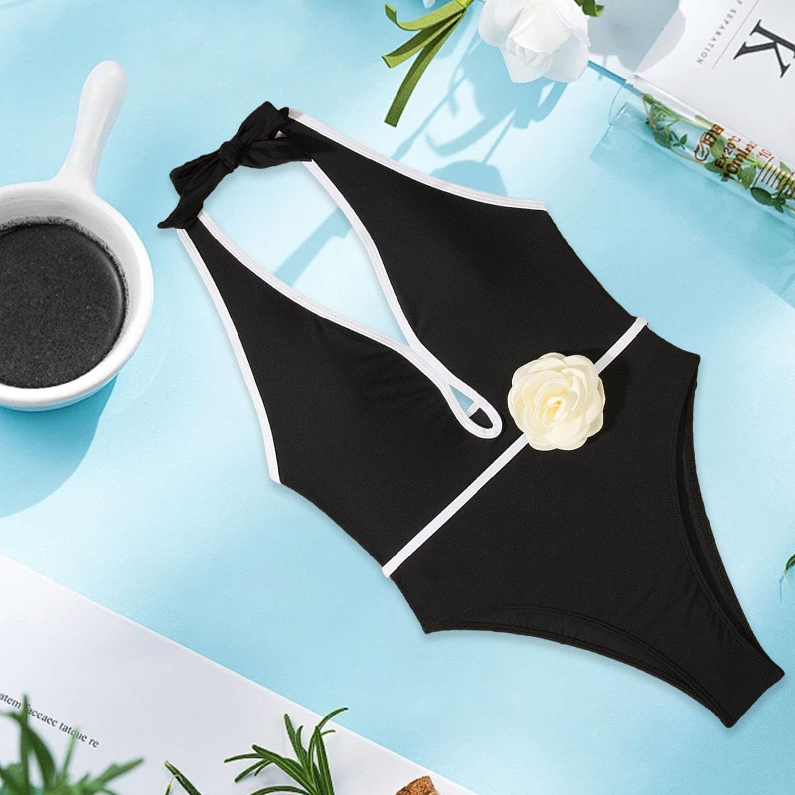 Qianly Damen Badeanzug Badebekleidung Strandkleidung für Reisebereich Sommerfeier Surfen Schwimmbad Pool, L