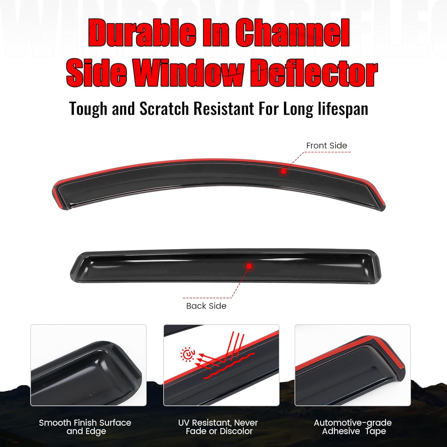 IKON MOTORSPORTS in Channel Window Visors Compatible with 2019-2023 Hyundai Santa Fe, Slim Style Acrylic Smoke Rain Guards, Side Window Wind Deflectors 4PCS