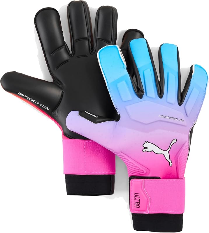 PUMA Ultra Ultimate Hybrid Goalkeeper Gloves Unisex, 4mm Superior Grip Latex Palm, Hybrid Cut Soccer Goalie Gloves, PUNCHCONTROL PRO Padding, Adjustable Strap