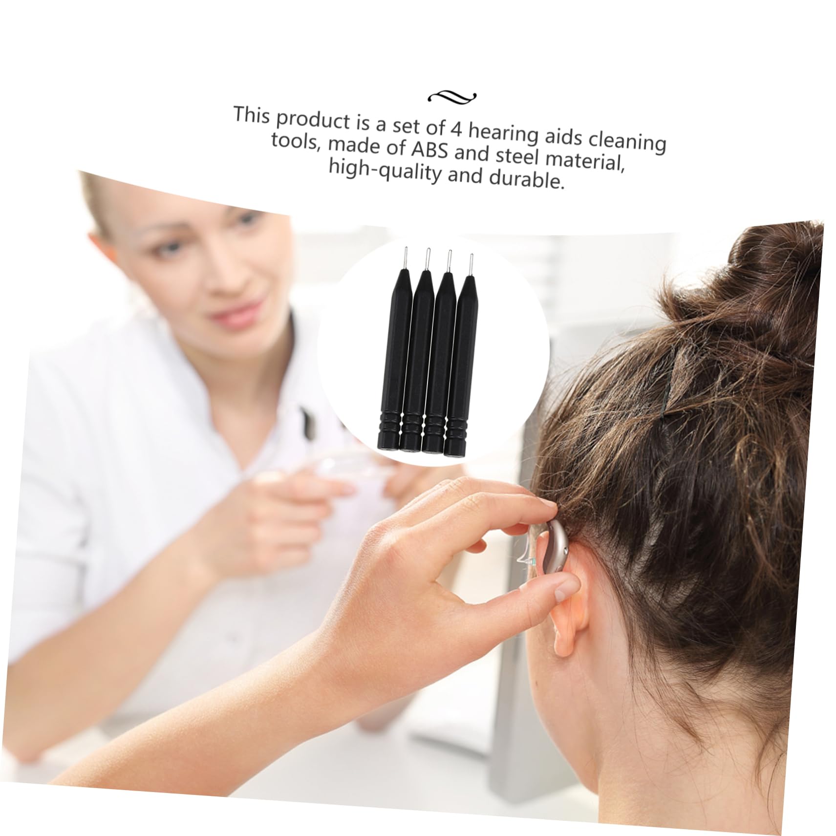 FOMIYES Cleaning Rod Steel Needle Removal Tool Earmold Cleaner Set of 4 for Daily Use