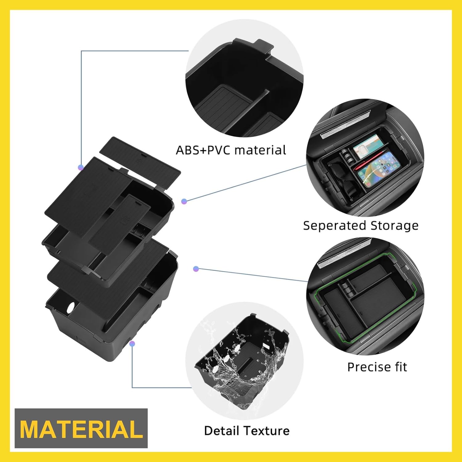 For New 2026 Hyundai Palisade Calligraphy Center Console Organizer Tray Double Layer Middle Armrest Storage Compartment Interior Accessories - (Only for Dual-Opening Center Console)