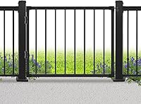 SunCrafts 32" Heavy Duty Steel Deck Gate for 36" Railings - Adjustable Width up to 48", Rustproof Black Metal Gate for Patio, Yard, Deck (No Hinges)