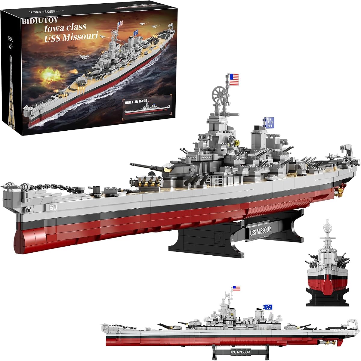 Juego de bloques de construcción de acorazado USS Missouri, 2228 piezas de la serie militar WW2, kit de construcción de modelo de buque de guerra, escala 1:325, exhibición coleccionable, juguete de ingeniería, regalo para adultos, adolescentes, entusiastas militares