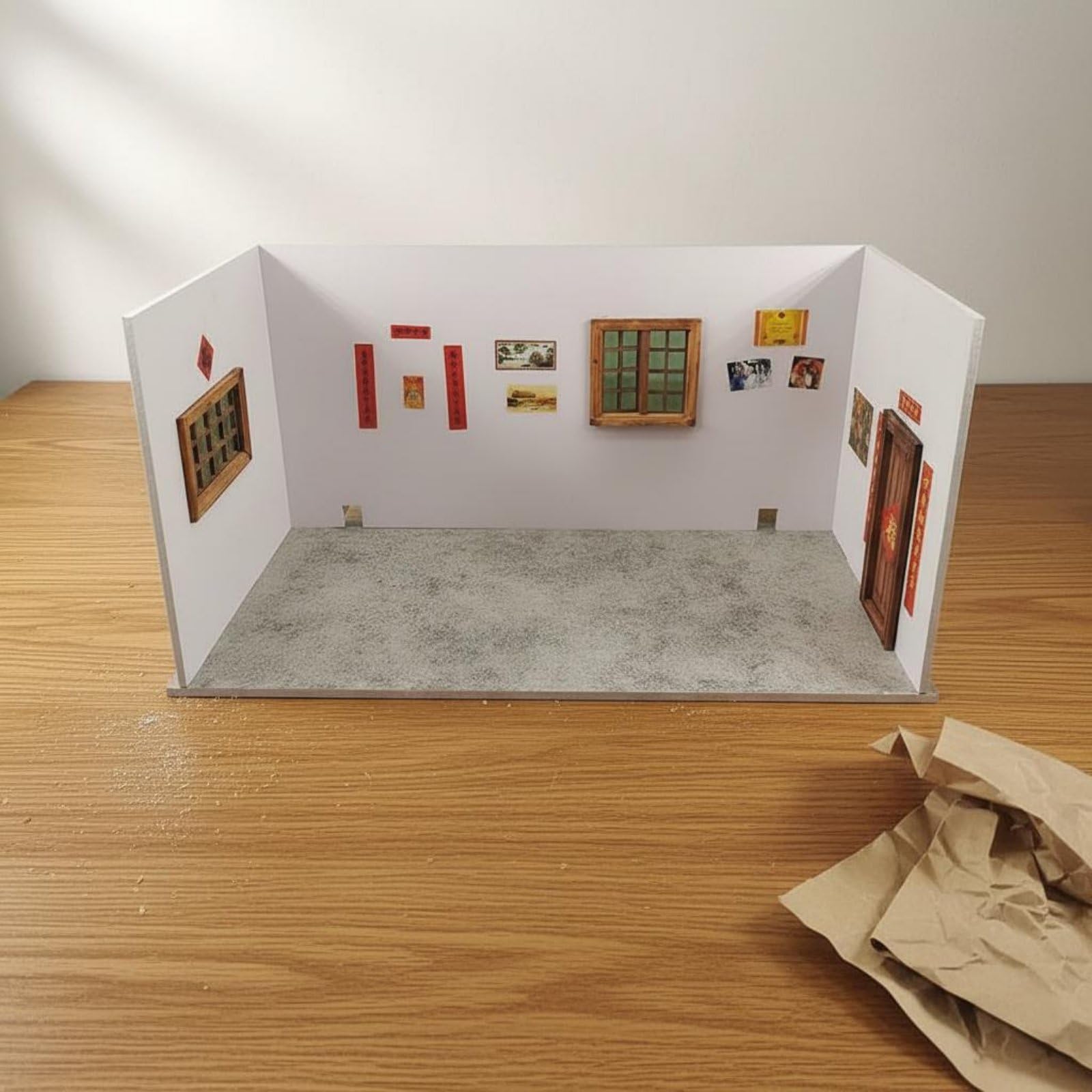 Jiuvaso Casa Giocattolo per Bambini Miniatura Casa Diorama Stanza Modellismo Kit Artigianale con Infissi in Legno E Pvc Antideformazione Adatta per, Modello Wallpaper