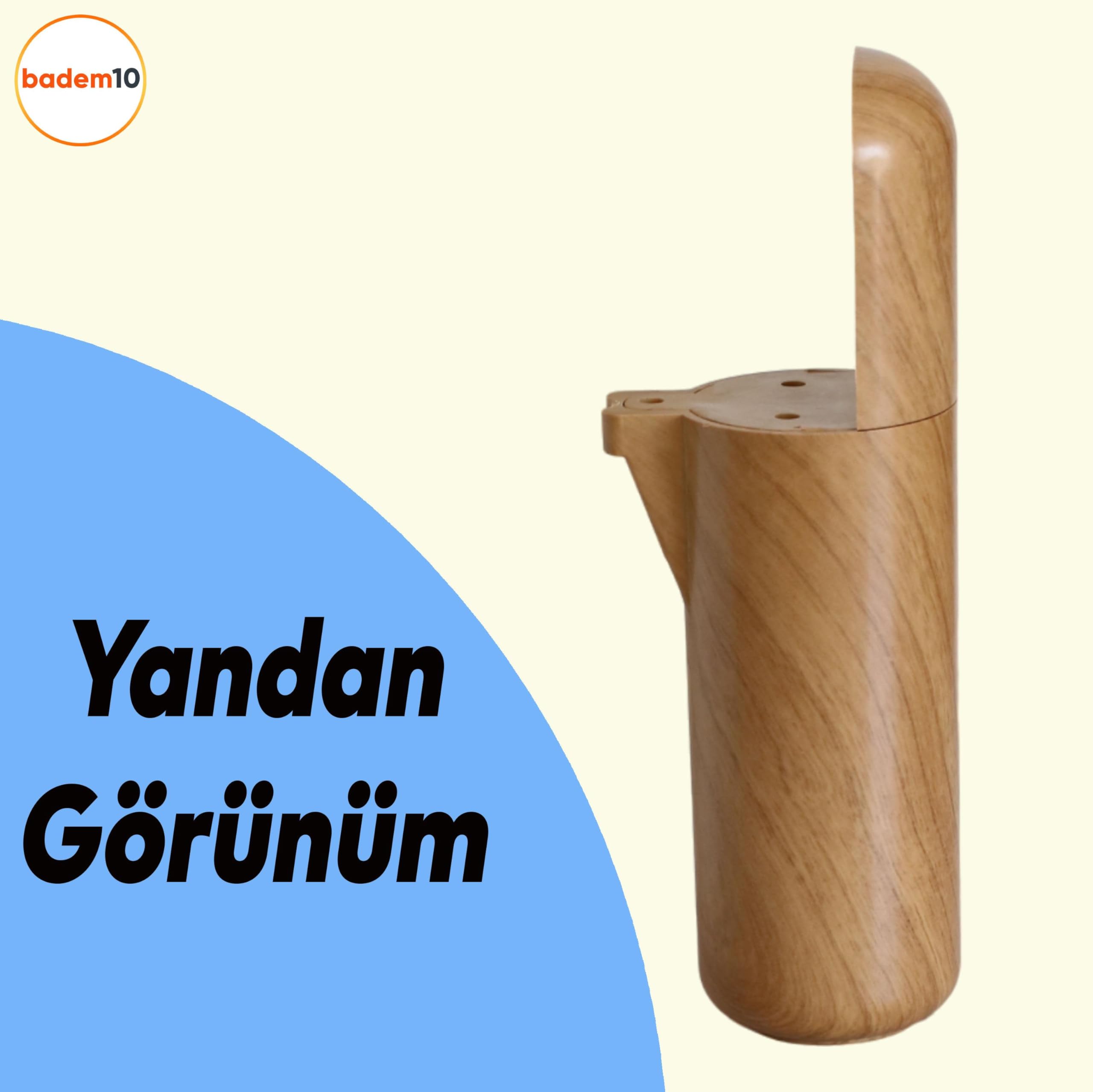 8 ADET Kapsül Bohem Mobilya Kanepe TV Ünitesi Koltuk Ayağı 15 cm Baza Ayakları Ceviz Desenli Plastik Ayak