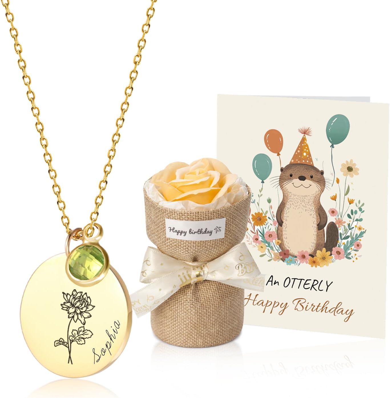 Birthday Gift for Women – Personalized Birthstone Name Necklace for Daughter, Granddaughter, Niece, Mom, Wife & Friends