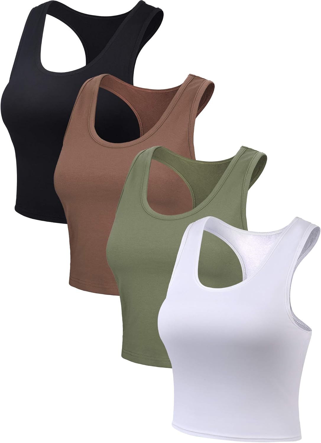 Boao 4 Pieces Basic Crop Tank Tops Sleeveless Racerback Crop Top for Women - Image 2