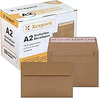 Vista 27 de 120 sobres de invitación A9 5.75x8.75, sobres autoadhesivos de papel kraft marrón de 120GSM para invitaciones, papeles, fotos, documentos, bodas