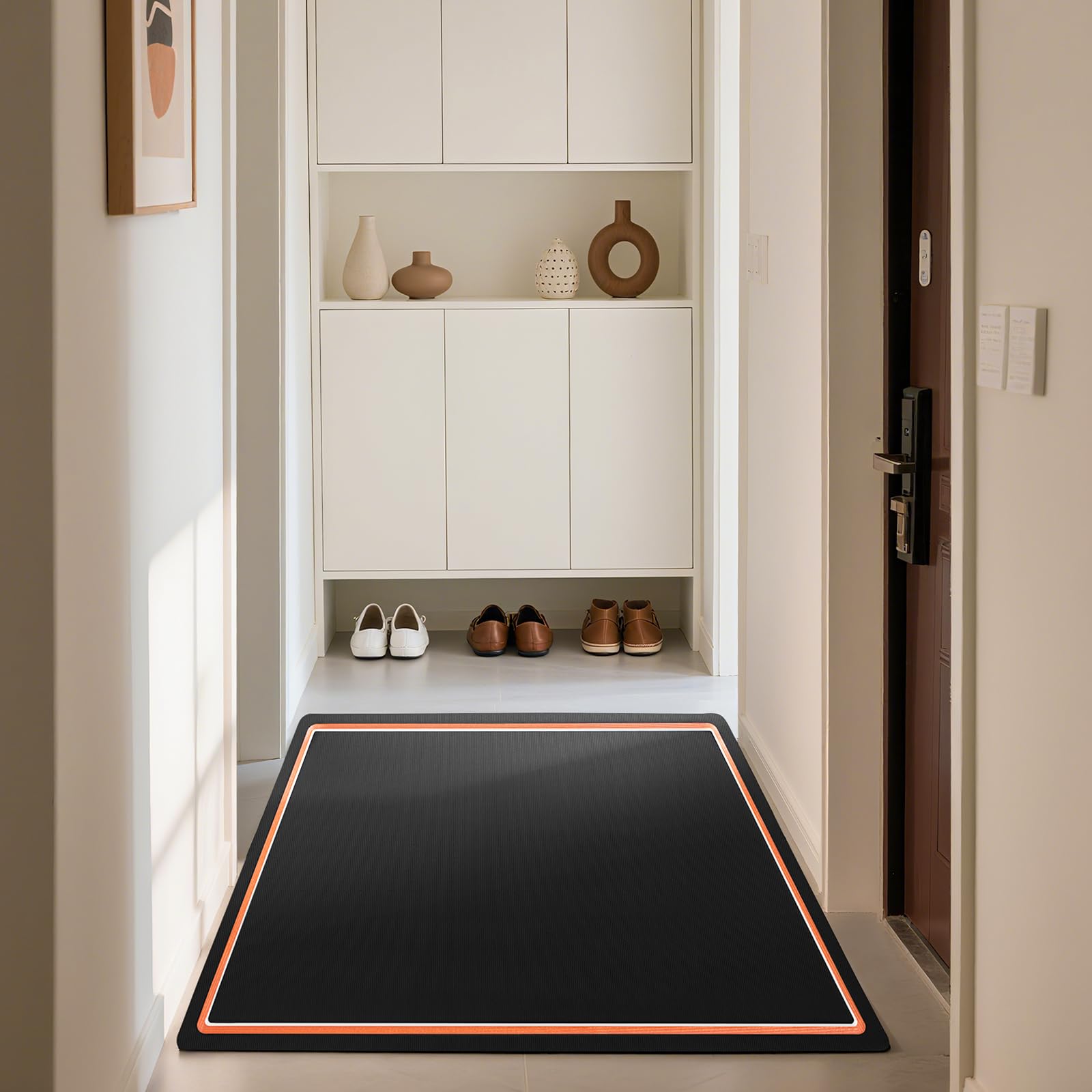 OUUTMEE Tapis pour Batterie Tapis pour Batterie Noir + Bordure Orange 182 x 122 cm