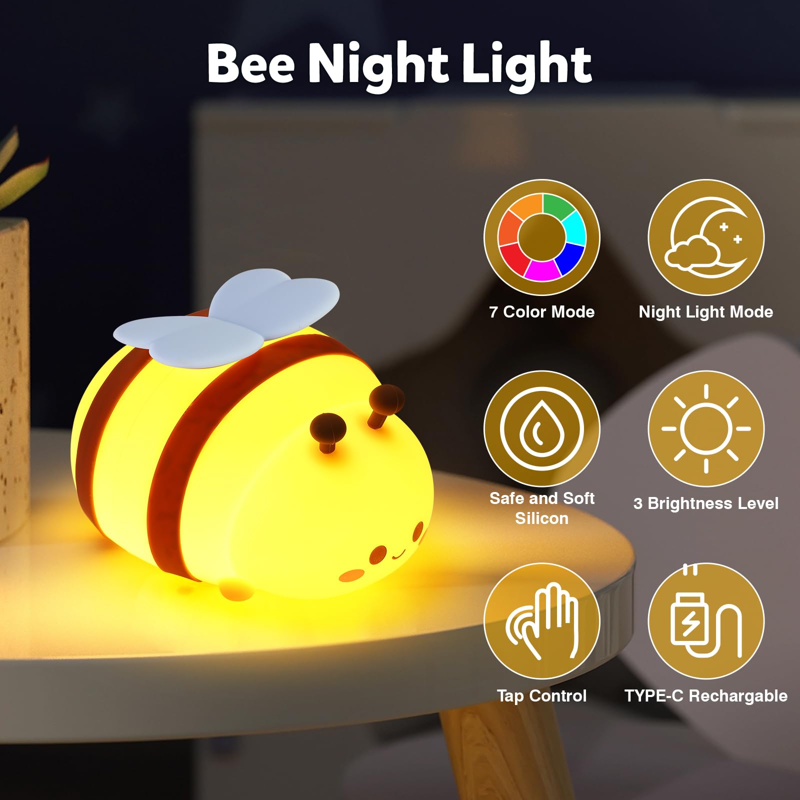 Bee Silikon Nachtlicht Touch Sensor Perfekt für Geburtstage, Babypartys